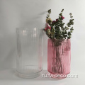 маленькие ребристые цветочные стеклянные вазы для домашнего декора